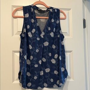 41 Hawthorn Blue and White Floral Tank Top